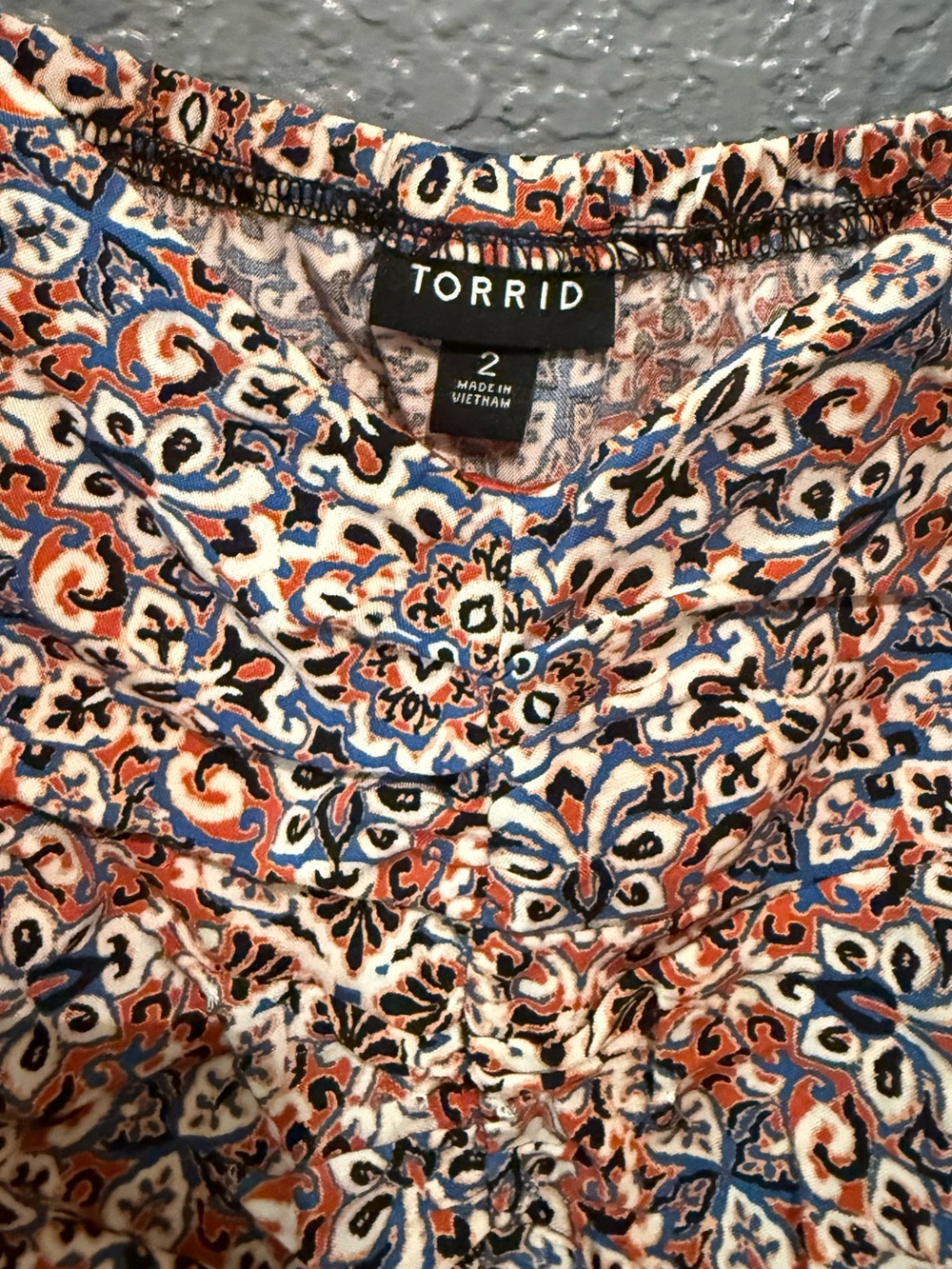 torrid 2X Like new Rust and Navy Mosaic Print mini Dress - Picture 5 of 7
